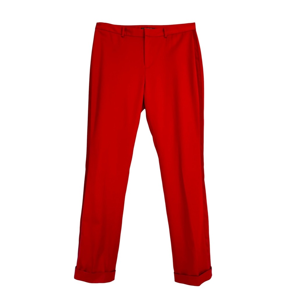 Lauren Ralph Lauren Tuxedo Pants Wool Silk Stripe Red 10 Cocktail Career Gala
